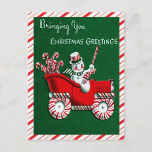 Schneemann-Kandiszucker-Weihnachtsgrüße-Postkarte Postkarte