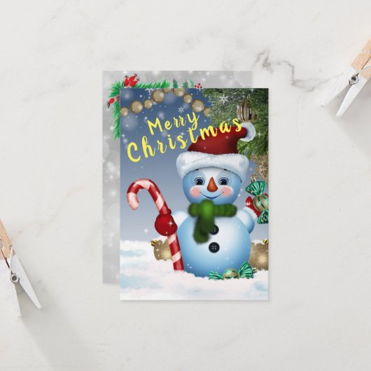 Schneemann Karte (Vorderseite/Rückseite Beispiel)