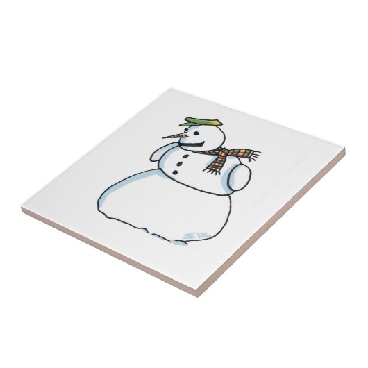 Schneemann-Keramik Fliese (Seite)