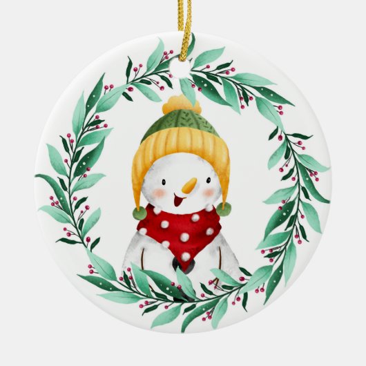 Schneemann-Keramik Keramik Ornament (Vorne)