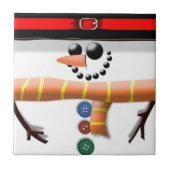 Schneemann-Keramik mit flachem Gesicht Fliese (Vorderseite)