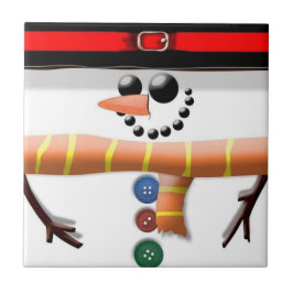 Schneemann-Keramik mit flachem Gesicht Fliese