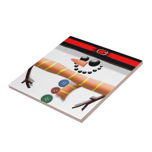 Schneemann-Keramik mit flachem Gesicht Fliese (Seite)