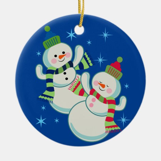 Schneemann Keramik Ornament (Vorne)