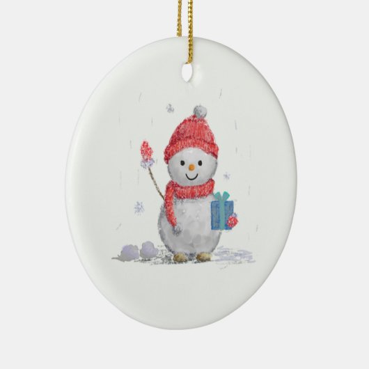 Schneemann Keramik Ornament (Rechts)