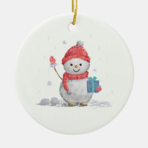 Schneemann Keramik Ornament