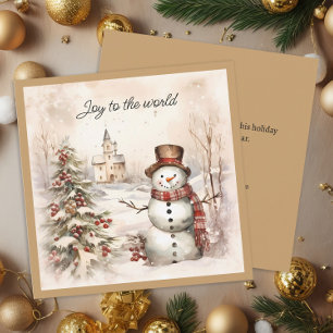 Schneemann Klassiker Vintage Freude der Welt Feiertagskarte
