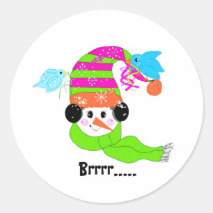 Schneemann Klassischer Rund Sticker