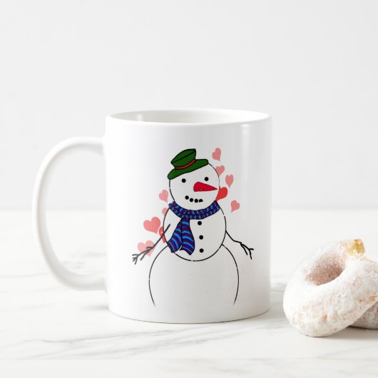 Schneemann kleiner verliebter Junge Kaffeetasse (Mit Donut)