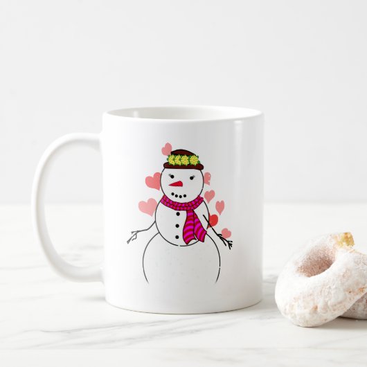 Schneemann kleines Mädchen verliebt Kaffeetasse (Mit Donut)