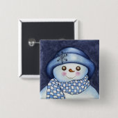 Schneemann-Knopf mit blättriger Oberfläche Button (Vorne & Hinten)