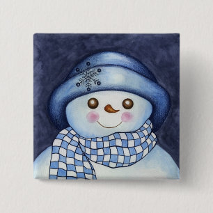 Schneemann-Knopf mit blättriger Oberfläche Button