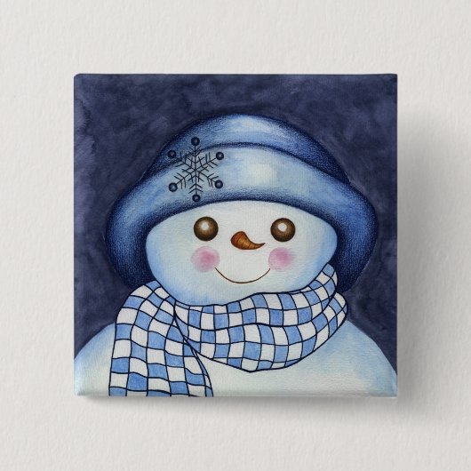 Schneemann-Knopf mit blättriger Oberfläche Button (Vorderseite)