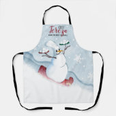 Schneemann-Koch personalisiertes Backen Schürze (Vorderseite)