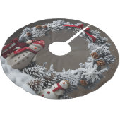Schneemann-Kranz Polyester Weihnachtsbaumdecke (Schrägansicht)