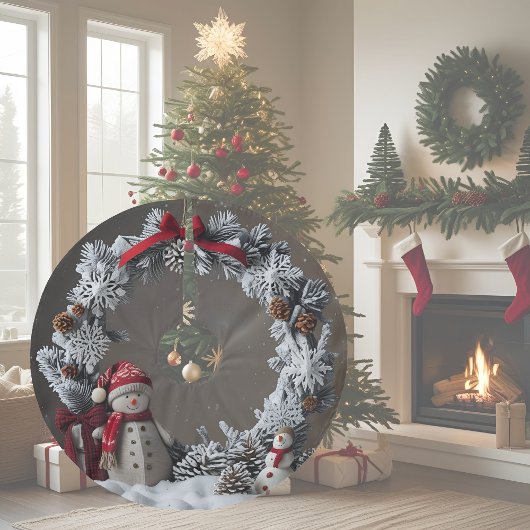 Schneemann-Kranz Polyester Weihnachtsbaumdecke