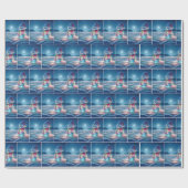 Schneemann krummelte in leuchtenden Weihnachtslich Geschenkpapier (Flach)