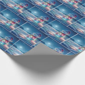 Schneemann krummelte in leuchtenden Weihnachtslich Geschenkpapier (Ecke)