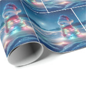 Schneemann krummelte in leuchtenden Weihnachtslich Geschenkpapier (Rolleneckpunkt)