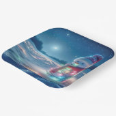 Schneemann krummelte in leuchtenden Weihnachtslich Pappteller (Gewinkelt)