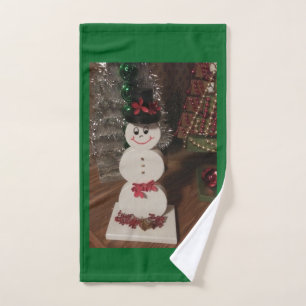 Schneemann Küchenhandtuch auf Grün Handtuch