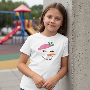 Schneemann-Lächeln-Gesicht mit rosa Hut 2T-Shirt f T-Shirt