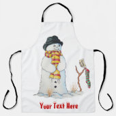Schneemann lächelt im Schnee für lustige Weihnacht Schürze (Vorderseite)