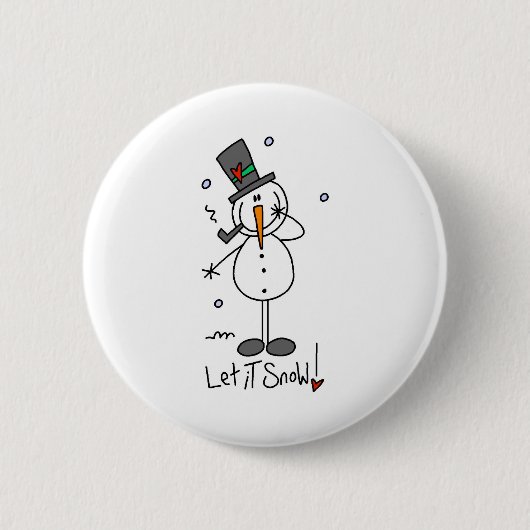 Schneemann Lass es schneien Button (Vorderseite)