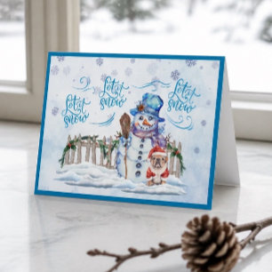 Schneemann Lass es schneien Weihnachtskarte Feiertagskarte