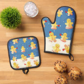 Schneemann Lebkuchen Ofenhandschuh & Topflappen-Set (Oben Unten)
