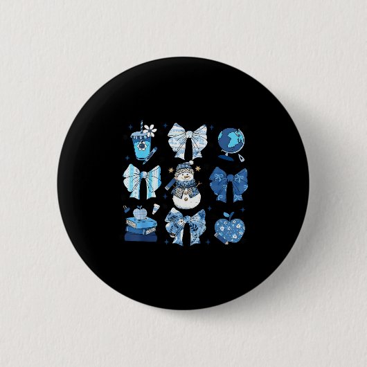 Schneemann-Lehrer Winter Bögen Klassenzimmer Süß B Button (Vorderseite)