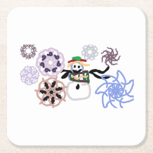 Schneemann liebt Schneeflocke Rechteckiger Pappuntersetzer