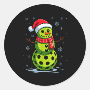 Schneemann - lustiger Pickleball Weihnachten Pickl Runder Aufkleber