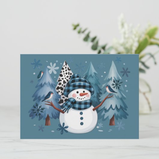 Schneemann Lustiger Weihnachten Xmas Feiertage Bäu (Stehend Vorderseite)