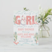 Schneemann-Mädchen-Babyparty-Einladung laden ein Einladung (Stehend Vorderseite)