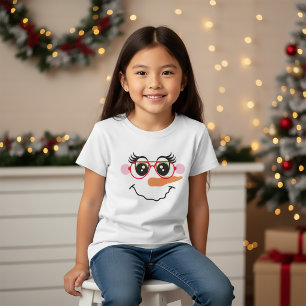 Schneemann-Mädchen-Gesicht-mit-Brille-T-Shirt für T-Shirt