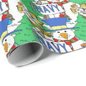 Schneemann, Marine Geschenkpapier (Rolleneckpunkt)