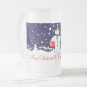 Schneemann Mattglas Bierglas (Vorderseite Links)