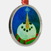 Schneemann mit Abstrakter Schneeflocke Ornament Aus Metall (Rechts)