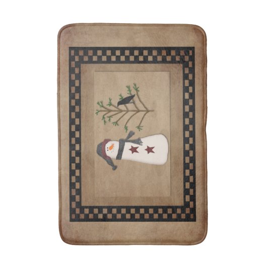 Schneemann mit Baum-Bad-Matte Badematte (Vorderseite Vertikal)