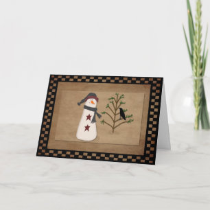 Schneemann Mit Baum Weihnachtskarte Feiertagskarte