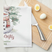 Schneemann mit Bäumen Personalisierte Küchentücher (Viertel Falte)