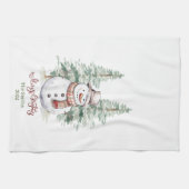 Schneemann mit Bäumen Personalisierte Küchentücher (Horizontal)