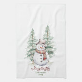 Schneemann mit Bäumen Personalisierte Küchentücher (Vertikal)