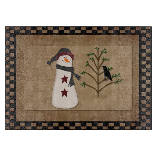 Schneemann mit Baumglas-Schneidebrett Schneidebrett (Vorderseite)