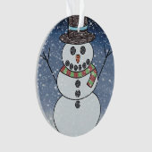 Schneemann mit BG - Acrylschmuck Ornament (Vorderseite)