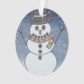 Schneemann mit BG - Acrylschmuck Ornament (Vorderseite)