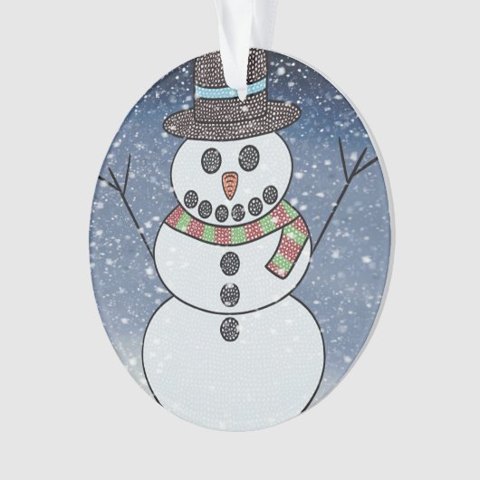 Schneemann mit BG - Acrylschmuck Ornament (Vorderseite)