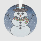 Schneemann mit BG - Acrylschmuck Ornament (Vorderseite)