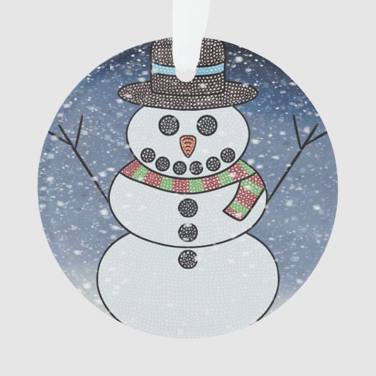 Schneemann mit BG - Acrylschmuck Ornament (Vorderseite)